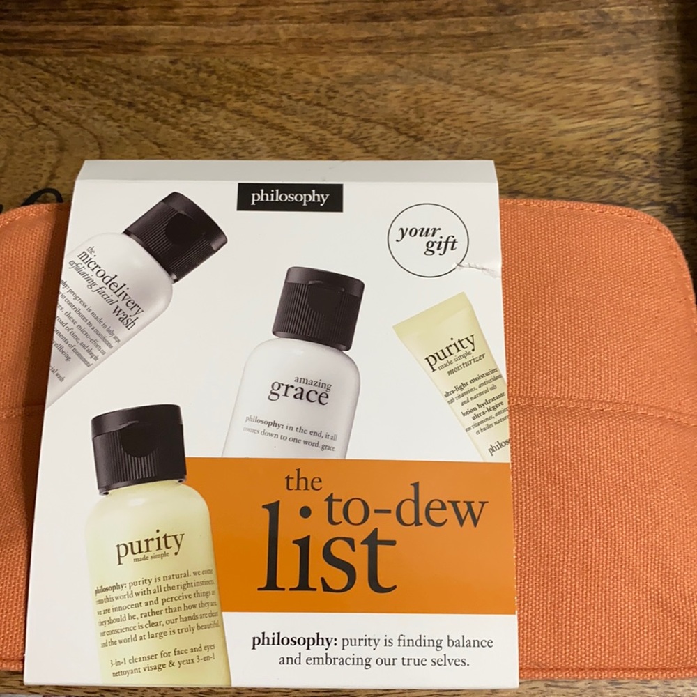Philosophy sample and bag